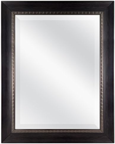 MCS 18x24 Inch Sloped Mirror with Dental Molding Detail, 23.5x29.5 Inch Overall Size, Walnut (20567)