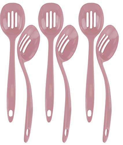 Reston Lloyd Melamine Slotted Spoon Kitchen Utensil, Premium Quality Utensil with Heat Resistant Ergonomic Handle, Durable BPA-Free Plastic, 11.5 inch long, Set of 6,