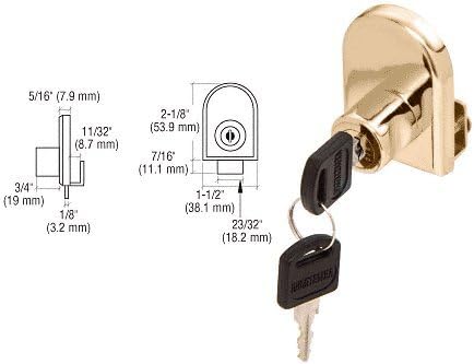 CRL Gold Plated Cabinet Lock for Hinged Glass Doors
