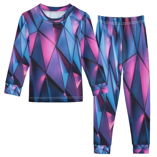 Pajama Sets Long Sleeve Abstract Geometric Triangles Soft Comfy Sleepwear 2 Piece PJS 3-8T