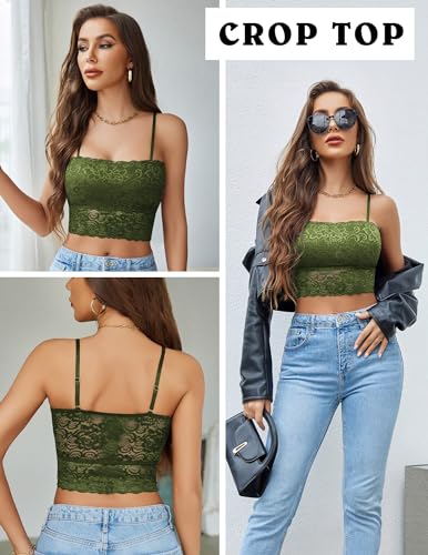 Image of Avidlove Bralettes for Women Lace Spaghetti Strap Tank Top Tube Slim Basic Camisole