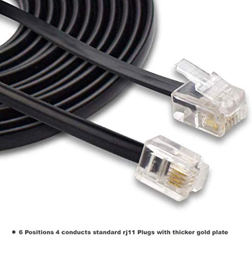 20ft Phone Telephone Extension Cord Cable Line Wire with Standard RJ11 6P4C Plugs for Landline Telephone,(Black 6M, 2Pack)