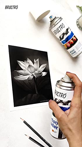 BRUSTRO Artist's Fixative Spray Can | 200ml | Transparent | Perfect use on Pastel Colors,Charcoal, Chalk Drawing,Non-Yellowing Pencil & Sketching Artworks, Proffessional Arts, Fast Drying