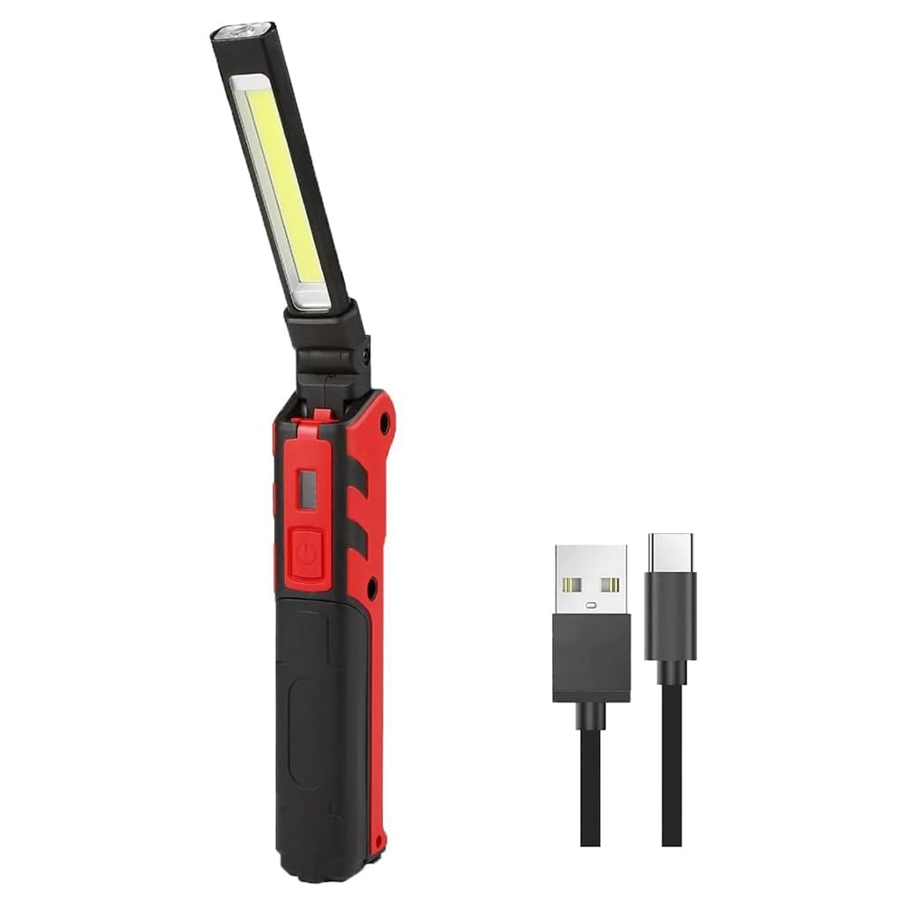 Jnchdghwa Rechargeable Magnetic LED Work Light, Handheld Flashlight, Inspection Lamp with Grille Light Magnetic Base