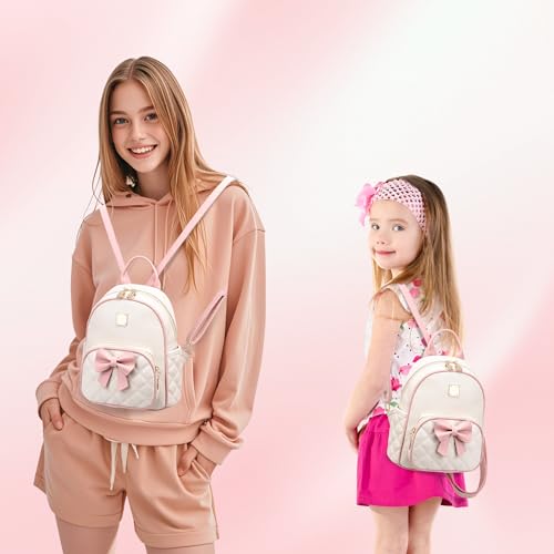 Image of I IHAYNER Mini Backpcak for Girls Small Bowknot Quilted Leather Backpack Purse for Women Cute Trendy Stuff Gifts for Kids (Pink)