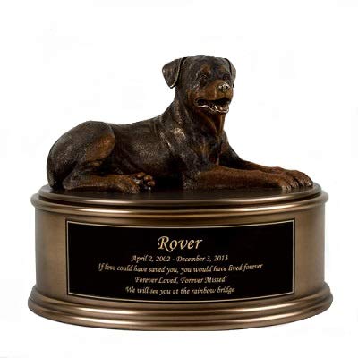 Perfect Memorials Custom Engraved Rottweiler Figurine Cremation Urn #TOP23