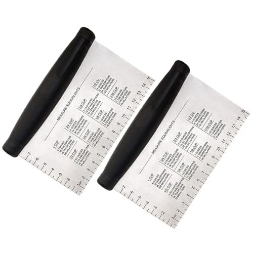 HOLIDYOYO 2pcs Stainless Steel Dough Slicer with Scale for Cooking Baking Non-slip Handle for Bbq Grill Black