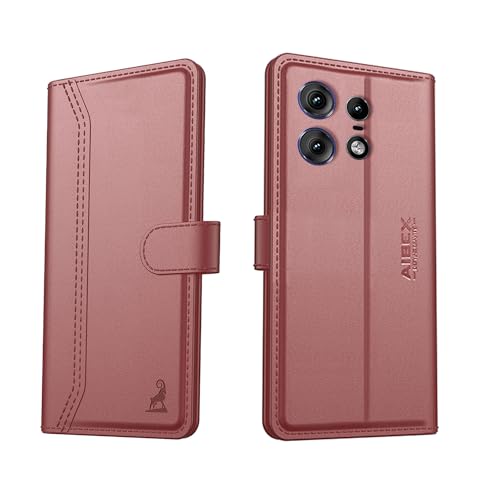 Image of AIBEX Compatible for Motorola Edge 50 Pro 5G Flip Cover Leather Finish with Magnatic Closure | Inside TPU with Card Pockets | Wallet Stand | Complete Protection Flip Case -Brown