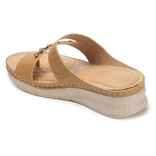 XE Looks Women’s Casual Comfort Sandals with Floral Embellished Strap & Soft Cushioned Footbed