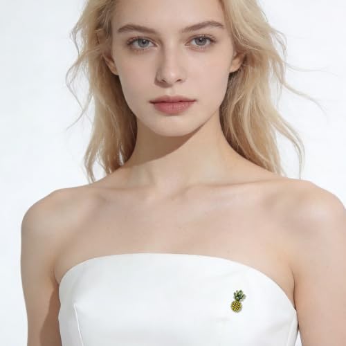 Image of Enamel Fruit Brooch for Women Rhinestones Fruit Lapel Pin Elegant Fruit Brooches Jewelry Gift, Perfect for Dresses Hat Bag