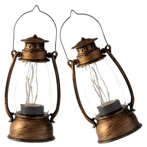 Lámpara de queroseno LED vintage SEWACC de plástico color cobre con 2 piezas para escritorio