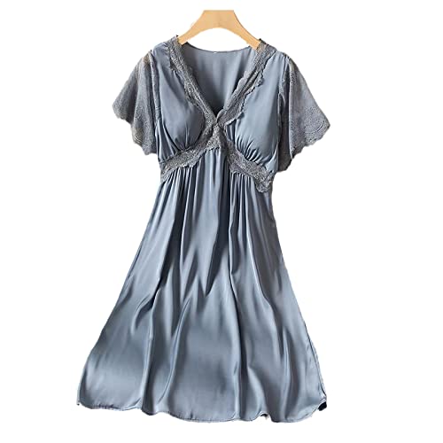 Nuisette de mode en satin premium avec col V plongeant et dentelle douce