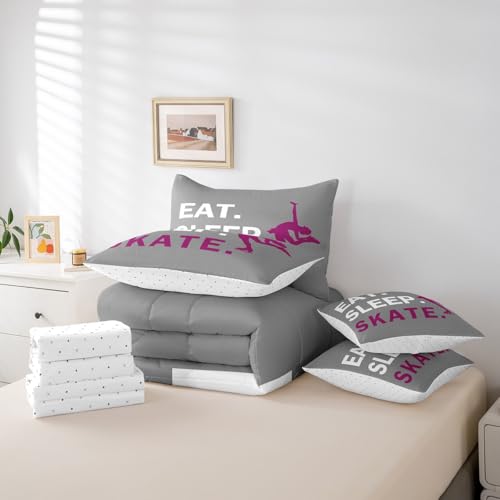 Image of Feelyou Skate Bedding Set Full Size 7 Piece for Kids Women Men