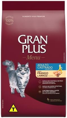 Granplus Ração Para Gatos Castrados Gran Plus Frango E Arroz 3Kg