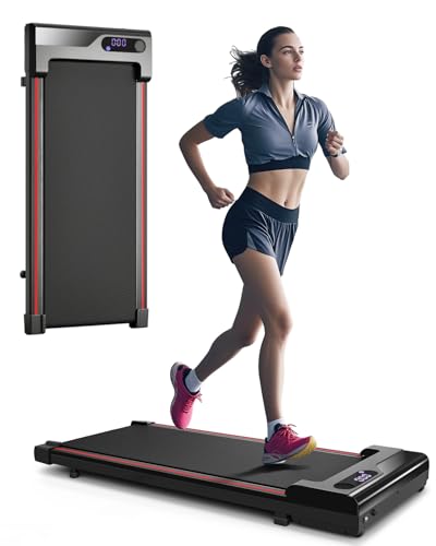 Walking Pad Treadmill for Home - Under Desk Treadmills Portable Mini Compact Walk Pads for Small Spaces Office Indoor Apartment Floor Flat Running Machine with Remote Quiet Lightweight