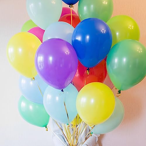 Image of Voircoloria 120pcs Colorful Balloons 12inch Rainbow Latex Balloons for Boys Girls Birthday Baby Shower Gender Reveal Wedding Decorations