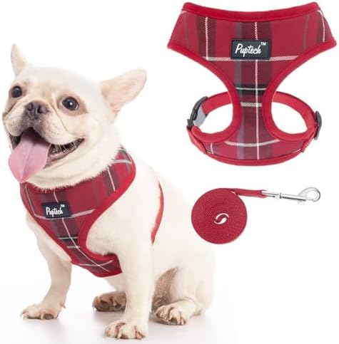 PUPTECK Dog Harness Small Dog Soft Mesh Pet Puppy Cat Comfort Padded Vest No Pull Harnesses and Lead Set
