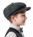 Boys-Wool-Tweed-Newsboy-Flat-Cap - Classic-Herringbone Beret-Cabbie-Hat for Kids Toddler Girls Pageboy (for 4 to 9 Years) Navy Blue