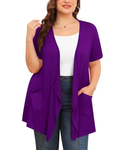 Image of TIANZHU Plus Size Cardigan for Women Lightweight Short Sleeve Summer Dressy Light Cardigan