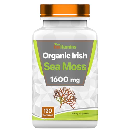 tnvitamins Organic Irish Sea Moss: 1600mg - 120 Capsules | Two Month Supplt Simply Organic Sea Moss Powder Capsules are Highly Potent, and Absorbable! | Non-GMO | Made in The USA!