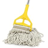 Woobroo Nassmopp mit Schlaufenenden, robuster Baumwoll-Mopp mit langem Griff, kommerziell für Zuhause, Garage, Büro, Werkstatt, Lager, Bodenreinigung