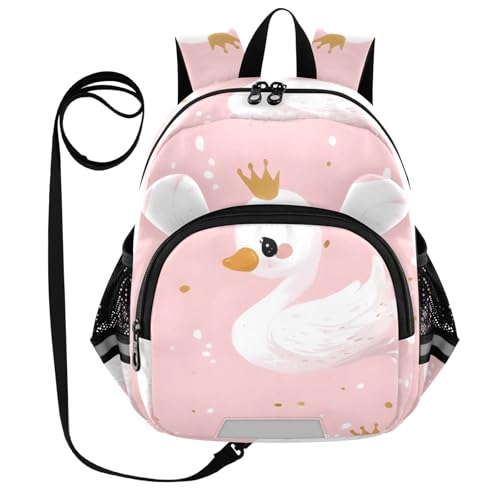 Kid's Backpack for Boys & Girls Toddler Bag Duck Wearing A Crown Pattern Backpack with Safety Leash