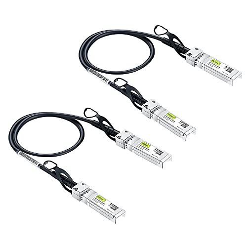 Image of 10Gtek 10G SFP+ DAC Cable - 10GBASE-CU Passive Direct Attach Copper Twinax SFP Cable for Cisco SFP-H10GB-CU0.3M, Meraki MA-CBL-TA-0.3M, Fortinet, Ubiquiti UniFi, D-Link, 0.3-Meter(1ft), 2-Pack