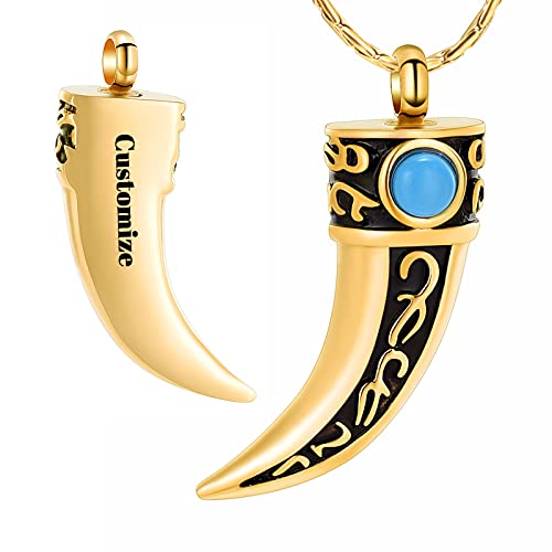 constantlife Retro Wolf Teeth Cremation Necklace for Ashes Stainless Steel Pendant Memorial Urn Jewelry Ashes Holder3