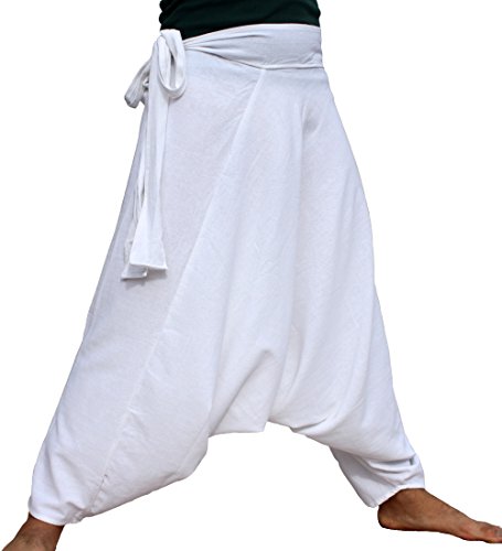 RaanPahMuang Warm Thick Mixed Cotton Side Tie Aladdin Baggy Mao Pants