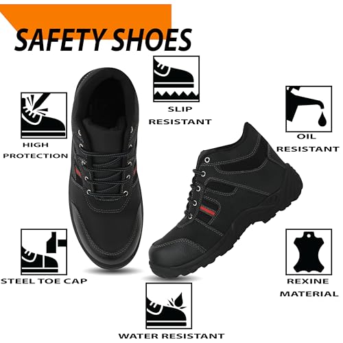 Image of ELECANT Lace-up Steel Toe Safety Shoes for Factory and Industrial Work for Men