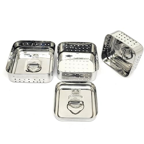 Image of Nyra Stainless Steel Square Shaped Paneer Maker /Mould /Strainer /Perfect for Making paneer with Ease /Also be Used for Making tofu /Paneer Maker with a Set of 3 Pcs with Top Press Lid