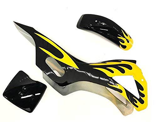 Carénages Flamme noir jaune Pocket Bike 49cc