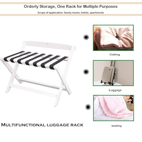 Support à valise pliable en bois blanc pour optimiser l'espace de votre chambre - 3