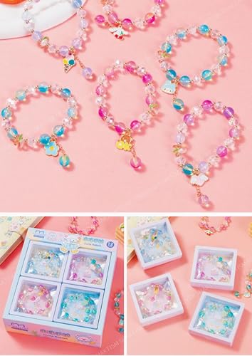 Image of SHAKTISM Sweet Crystal Unicorn Beads Small Bell Charm Bracelet for Girls, Hands Jewelry, Birthday Gifts, Fashion Bracelets, Bangles - 1Pcs - Random Colour