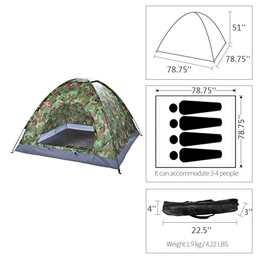Carpa para campamento de 3-4 personas, impermeable y portátil miniatura 2