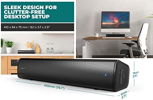 CREATIVE Stage Air V2 Compact Under-Monitor USB Soundbar for PC, with Bluetooth 5.3, Dual-Driver and Passive Radiator, up to 6 Hours of Playtime, Compatible with Nintendo and PS5