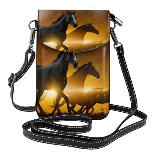 Sac à bandoulière motif chevaux noirs, une idée cadeau parfaite pour fille