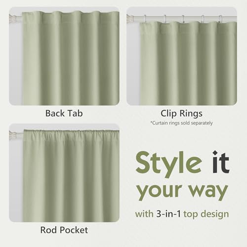 Image of FMFUNCTEX 100% Blackout Sage Green Curtains 84 Inches for Bedroom, 2 Panels