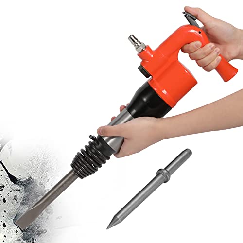 NEWTRY エアーハンマー 空気圧ハンマー ポイントチゼル/フラットチゼル 工業用 耐摩耗性 専用ケース付き コンクリート モルタル 石材 ハツリ作業 (C4)