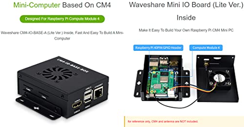 Bicool Mini-Computer(B) Designed For Raspberry Pi Compute Module 4 (Not Included),With Waveshare Cm4-Io-Base-B Board And Metal Case With Cooling Fan, Onboard Csi/Dsi/Rtc/Fan/Hdmi/Rj45,Etc Connectors #TOP1