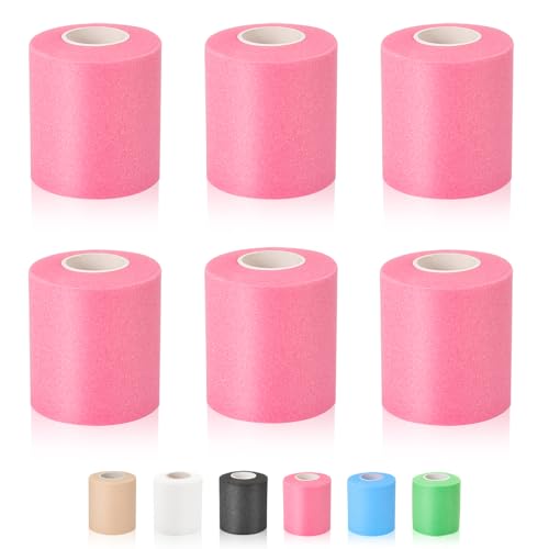 Pre Wrap Athletic Tape 6 Pack, 2.76 Inch x 11 Yards Foam Underwrap Bandage, Foam Underwrap Sports Tape for Ankle Wrist Knee Elbow Hair Soccer,