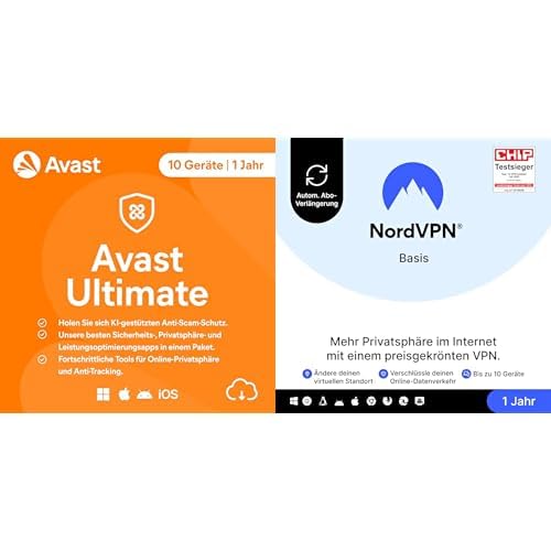 Avast Ultimate 2026 | 10 Geräte + NordVPN Basis, 10 Geräte