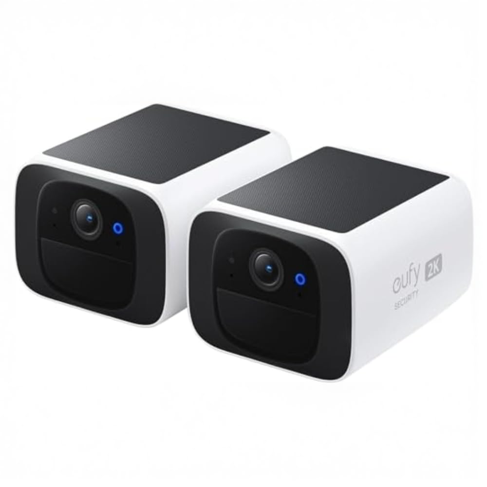 eufy Security, eufy Camera Surveillance WiFi exterieure sans Fil Solaire SoloCam S220, 2 Pack, résolution 2K, Compatibile avec Alexa, Wi-​FI 2,​4 GHz, sans Frais Mensuels