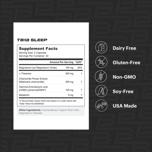 TB12 Sleep - Sleep Supplement with Magnesium, L-Theanine, Chamomile, GABA, and Melatonin to Fall Asleep Faster, Promote Relaxation, and Improve Sleep Quality. Stress and Mood Nightly Support - Image 5