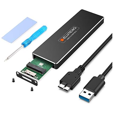 ELUTENG M2 NGff SSD Enclosure, (Not for M.2 NVME / mSATA)USB 3.0 Adapter 5 Gbps M.2 NGFF Case Hard Drive Enclosure supports B Key and B+M Key M.2 SATA SSD Box 2230 2242 2260 2280 UASP Support Cover