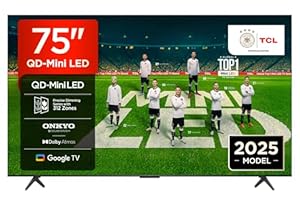 TCL 75 Zoll 75Q6C QLED Mini LED Fernseher, 4K HDR Premium, Dolby Vision IQ & Atmos, Onkyo 2.1, Smart Google TV, 144Hz Motion Clarity Pro, AMD FreeSync Premium Pro, HDMI 2.1, AirPlay 2