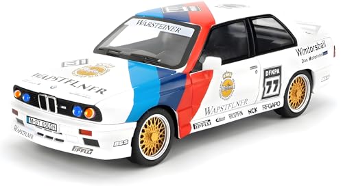 Image of B.M.W M3 1988 E30 DTM Flower Edition 1:24 Diecast Metal Car-Openable Doors,Sound&Light,Pull Back Action,Collectible Toy Car for Kids& Collector Realistic Model White