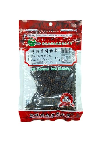 Heng Fai Black Pepper Corn | Organic Whole Peppercorns Sourced from Quality Black Pepper Plants | Bold Aroma and Spicy Flavour for Everyday Cooking, Marinades, Soups, and Stir-Fries | 50g