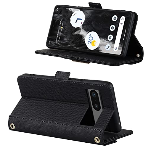 Jaorty Crossbody Wallet For Google Pixel 7 Case With Adjustable Lanyard Strap Credit Card Holder 6.3",Pu Leather Handbag Purse Kickstand Make Up Mirror Cover Case For Men Women Girl,Black #TOP4