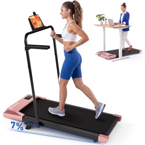 Image of DeerRun Walking Pad with 6% Incline, 3 in 1 Under Desk Treadmill for Home Office & Small Spaces, 2.5HP Quiet Walking Pad Treadmill with 300lb Capacity, 0.6-3.8MPH, App & Remote Control